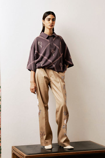 'IZHAR' PRINT AND EMBROIDERY POLO (Women)